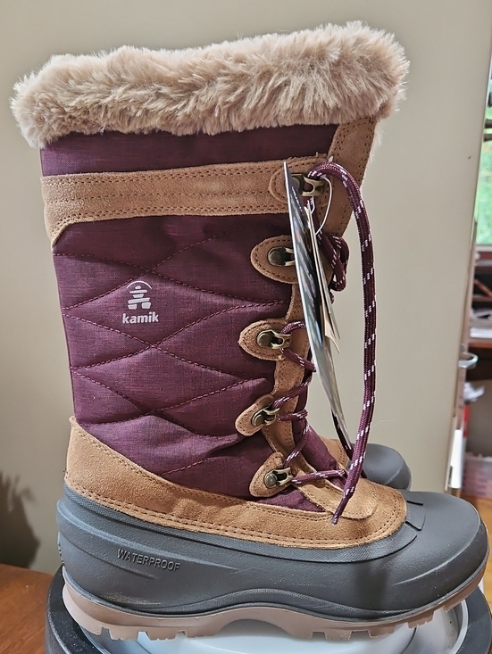 Kamik Shoes - Kamik Women's Burgundy and Tan Faux-Fur Winter Boot